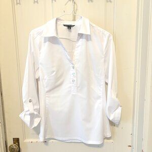 Zac & Rachel Collared V-Neck Pullover 3-Button 3/4 sleeve Shirt | S